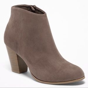 Dark Taupe Block Heeled Booties